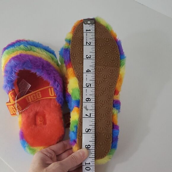 NEW Fluff Yeah Slide Cali Collage Slipper Big Kid 5/ Women's 7 Multi Slingback - Picture 12 of 12